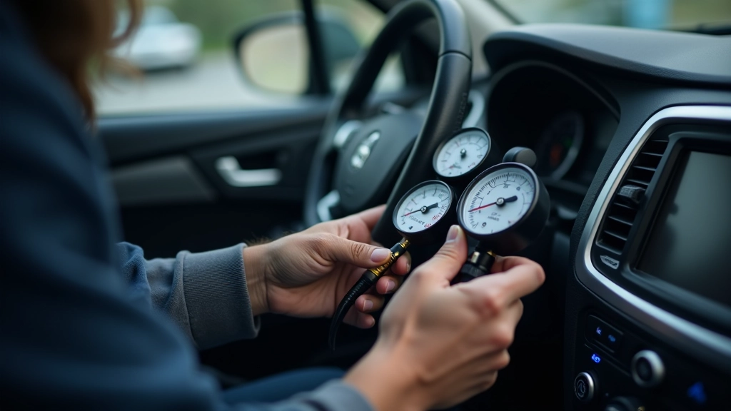 AC system diagnostic equipment and pressure gauges